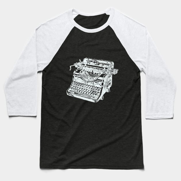 Distressed Vintage Olympia Typewriter Baseball T-Shirt by terrybain